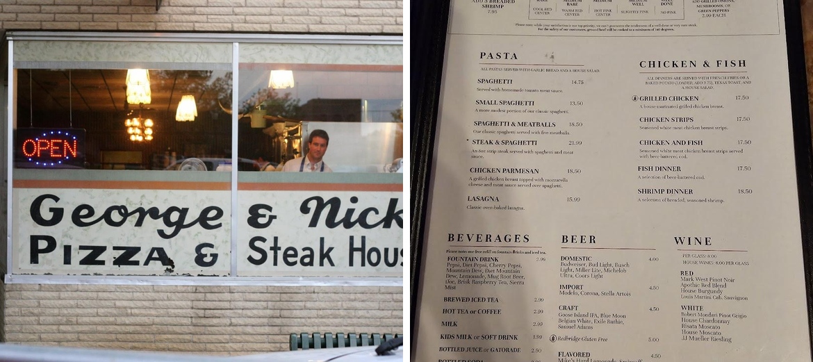George & Nick's Pizza & Steakhouse Menu