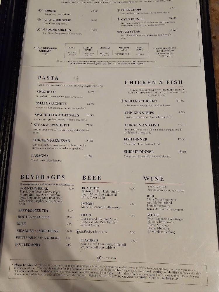 George & Nick's Pizza & Steakhouse Menu image 1