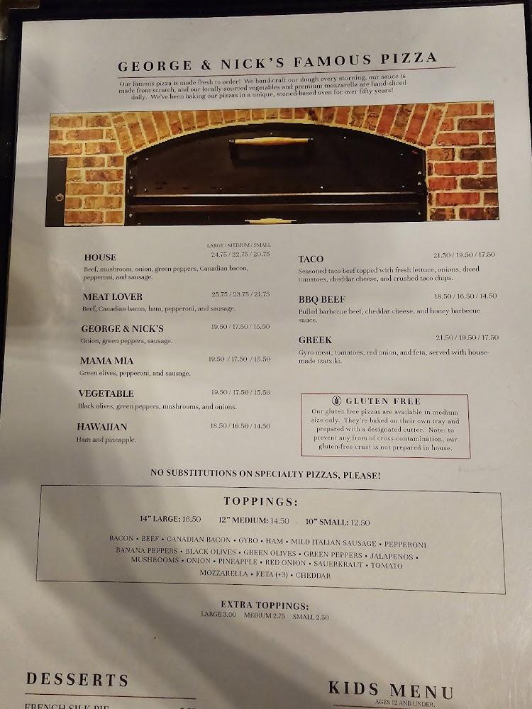 George & Nick's Pizza & Steakhouse Menu image 2