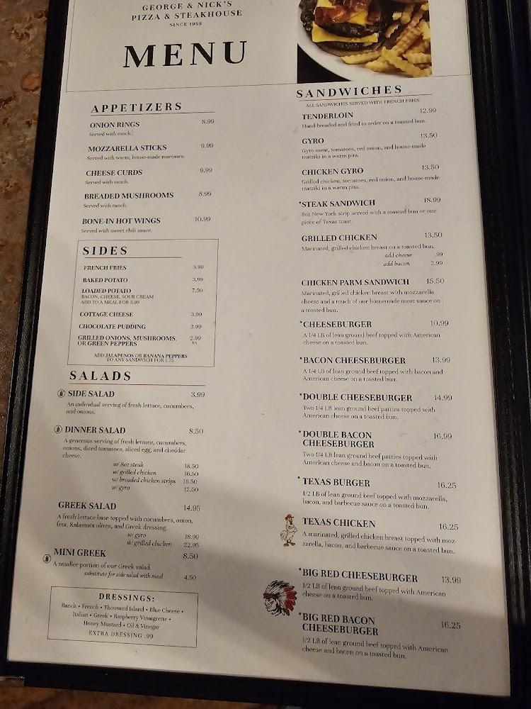 George & Nick's Pizza & Steakhouse Menu image 4